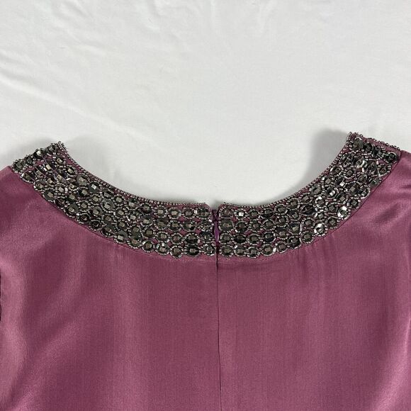 Nicole Miller Artelier Silk Shift Mini Dress M Beaded Retro Indie Maximalist Y2K - Picture 10 of 13